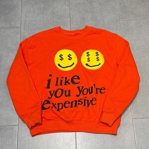 Orange Graphic Crewneck Sweater - "I Like You You're Expensive"